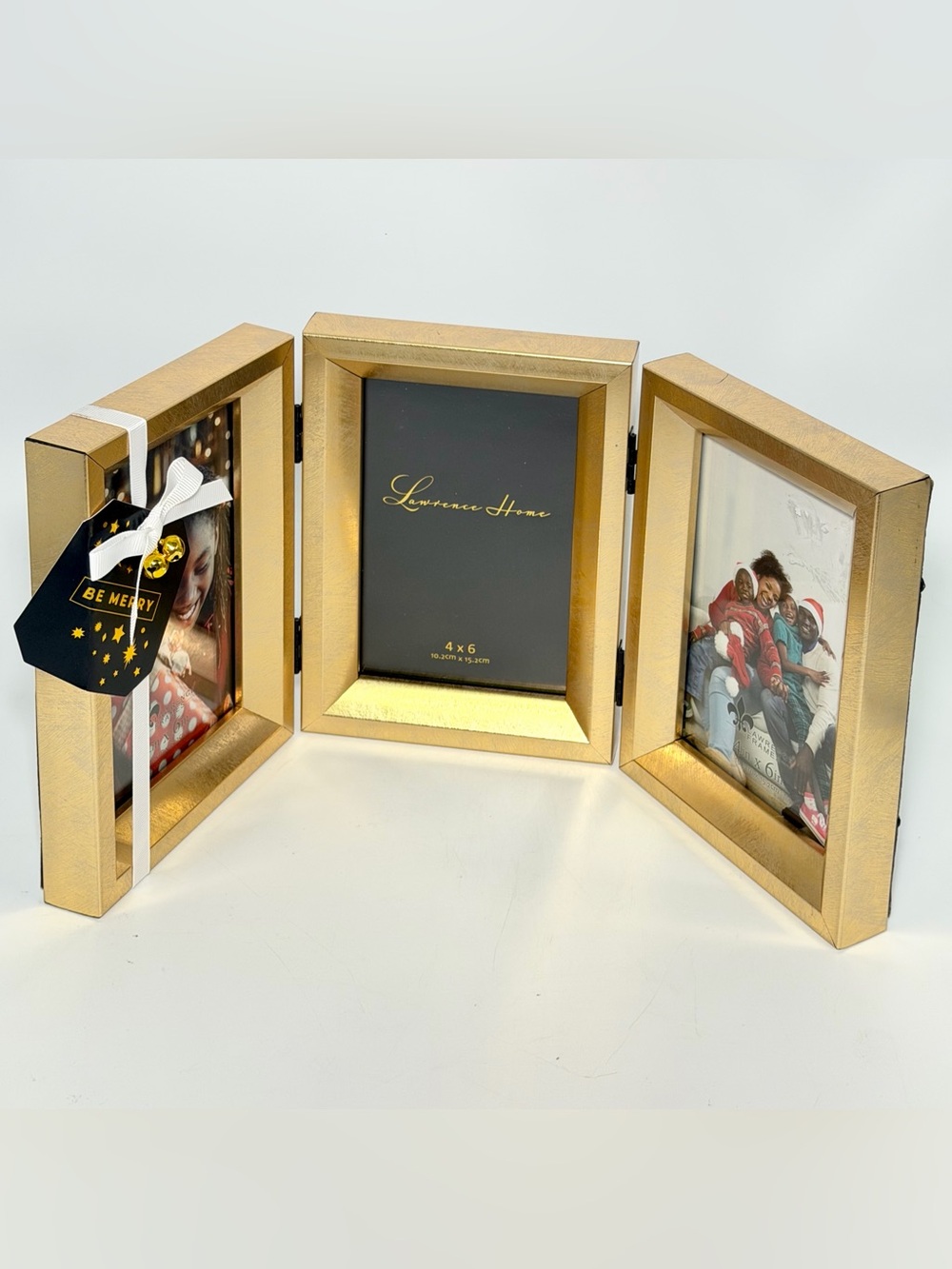 Lawrence Frames 4x6 Hinged Triple Picture Frame – Burnished Gold